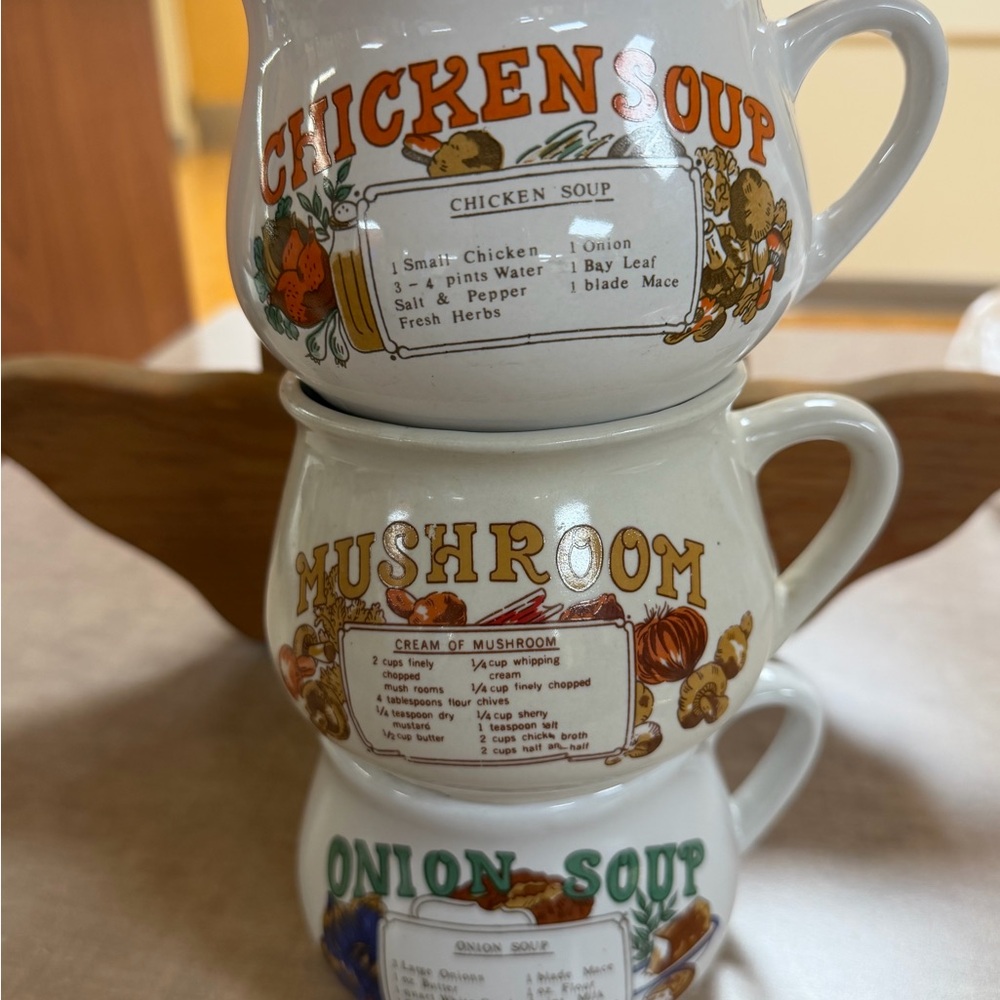 Vintage Soup Recipe Stackable Mugs Set - White